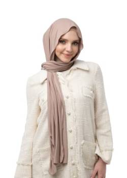 SWANISTANBUL Jersey-Hijab-Schal für Damen, hochwertiges Kopftuch für Mädchen, modische muslimische Frauen, Hijab-Schals, Kopfbedeckung für den täglichen Gebrauch, 55 x 170 cm, nude, One size von SWANISTANBUL