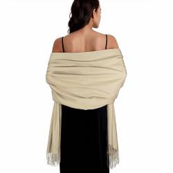 SWAT PANY Stola Beige Damen Festlich Schultertuch Stola für Abendkleid Pashmina Schal Frauen Winter Schals Tücher für Damen von SWAT PANY