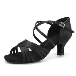 SWDZM Latein Tanzschuhe für Damen Professionelle Tanzschuhe Ballsaal Party Salsa Tanzübung Performance Schuhe,912DB,Schwarz,Ferse 5cm,Wildledersohle,41EU von SWDZM