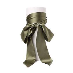 SWECOMZE Satin-Schärpe Gürtel Damen Hochzeit Bogen Band Schal Krawatte (Army grün) von SWECOMZE
