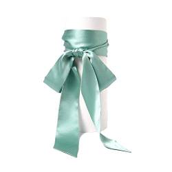 SWECOMZE Satin-Schärpe Gürtel Damen Hochzeit Bogen Band Schal Krawatte (Grün) von SWECOMZE