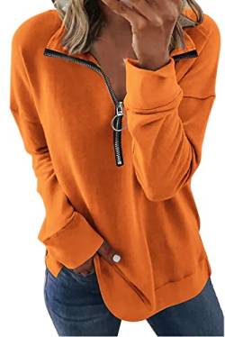 SWEET POISON Lässiger Damen-Pullover, Batikfärbung, lockerer Pullover, Sweatshirt, langärmelig, Rundhalsausschnitt, C01-Orange, L von SWEET POISON