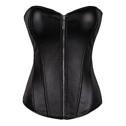 SWEPER Bustier-Korsett-Top Für Damen – Übergröße, Korsett, Bustier-Top, Push-Up, Damen, Vintage-Stil, Rot, Schwarz, Überbrustkorsett, Leder, Nachtclub, Sexy Korsett, Dessous-Träger, Schwarz, M von SWEPER