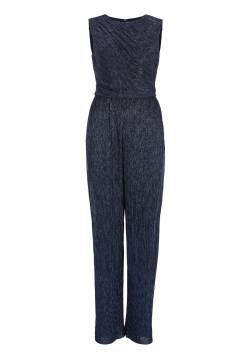 Plissierter Lurex-Jumpsuit ohne Ärm