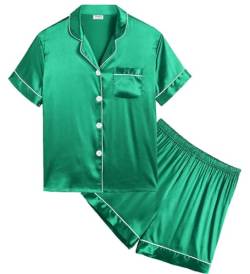 SWOMOG Satin Pyjama für Mädchen und Jungen Schlafanzüge mit Knopfleiste Zweiteilige Lounge Sets Weiche Nachtwäsche aus Seide von SWOMOG