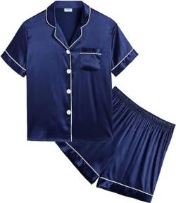 SWOMOG Seiden Pyjama für Kleinkinder Mädchen und Jungen kurz Selleve Button Down Schlafanzüge Nachtwäsche Kurzärmliges Oberteil mit Kragen & Knopfleiste von SWOMOG