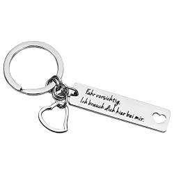 SWYSGS Schlüsselanhänger für Auto, personalisierte kreative Schlüsselanhänger Geschenk für Vater, Ehemann, Freund, Ich brauch Dich Hier bei Mir,silber von SWYSGS