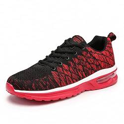Atmungsaktive Sneaker Herren Damen,Bequeme Turnschuhe,Sportschuhe,Air Running Shoes (Rot,43) von SWZEC