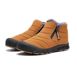 Damen Winter-Schneestiefel Mit Fell Gefüttert Warme Stiefeletten Zum Hineinschlüpfen Wasserdichte Outdoor-Schuhe Bequeme Schuhe für Damen (39,Gelb) von SWZEC