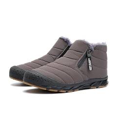 Damen Winter-Schneestiefel Mit Fell Gefüttert Warme Stiefeletten Zum Hineinschlüpfen Wasserdichte Outdoor-Schuhe Bequeme Schuhe für Damen (39,Grau) von SWZEC