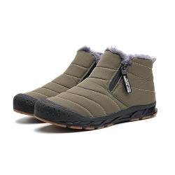 Damen Winter-Schneestiefel Mit Fell Gefüttert Warme Stiefeletten Zum Hineinschlüpfen Wasserdichte Outdoor-Schuhe Bequeme Schuhe für Damen (41,Grün) von SWZEC