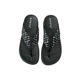 Damen orthopädische Kissen Flip Flops Erholung Walking Sandalen mit Arch Support Sommer bequem Sport Hausschuhe Größe 35-41 (36,Schwarz) von SWZEC