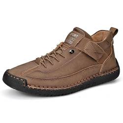 Italienische Schuhe Herren Damen, Ultra Bequeme und rutschfeste Barfußschuhe aus echtem Leder, Bequeme und Outdoor Leder Winterschuhe 35-43 (42,Beige1) von SWZEC