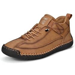 Italienische Schuhe Herren Damen, Ultra Bequeme und rutschfeste Barfußschuhe aus echtem Leder, Bequeme und Outdoor Leder Winterschuhe 35-43 (44,Braun1) von SWZEC