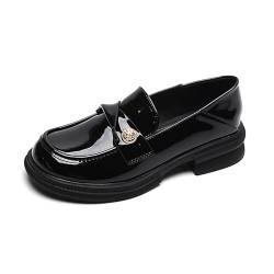 Loafer Damen Mokassins Geschlossener Zehen Halbschuhe Elegante Slip-on Plateau Schuhe für Frauen (34,Schwarz 1) von SWZEC