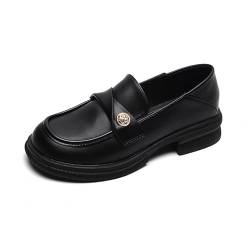 Loafer Damen Mokassins Geschlossener Zehen Halbschuhe Elegante Slip-on Plateau Schuhe für Frauen (35,Schwarz 3) von SWZEC