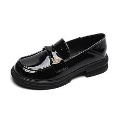 Loafer Damen Mokassins Geschlossener Zehen Halbschuhe Elegante Slip-on Plateau Schuhe für Frauen (41,Schwarz 1) von SWZEC