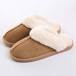 SWZEC Damen Herren Hausschuhe Winter Warm Faux Pelz Slipper mit super Qualität (42,Gelb,43) von SWZEC