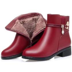 SWZEC Stiefeletten Gefüttert Ankle Boots Aus Leder Extrem Warme Winterstiefel Damen Wasserdicht von SWZEC