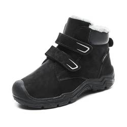 SWZEC Winterschuhe Kinder Jungen mädchen Klettverschluss,Barfußschuhe Kinder Winter,wasserfeste Kinder Barfußschuhe (36,Schwarz) von SWZEC