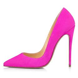 Damen High Heels Spitze Pumps mit Pfennigabsatz, SXLLLLGJ-0086 Frauen Pointed Toe Stiletto Schuhe Prom Party Abendschuhe,Hot pink,39 EU von SXLLLLGJ