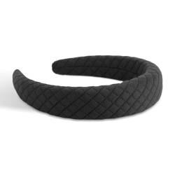 SXQLYH Damen Haarreif Breit Dicker Haarband,Weiches Stoff Haarreiffen, Gepolstertes Retro Style Haarband Bequeme Stirnbänder für Frauen und Mädchen Geburtstagsgeschenk Stirnband (Schwarz) von SXQLYH