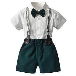 SXSHUN Baby Jungen Anzüge Sakkos Gentleman Anzug Kinder Taufe Hochzeit Weihnachten Kurzarm mit Kragen Strampler Sommer Bekleidung Set, Grün, 6 Jahre(Größenetikett: 120cm) von SXSHUN