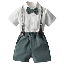 SXSHUN Baby Jungen Anzüge Sakkos Gentleman Anzug Kinder Taufe Hochzeit Weihnachten Kurzarm mit Kragen Strampler Sommer Bekleidung Set, Hellgrün, 4-5 Jahre(Größenetikett: 110cm) von SXSHUN