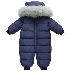 SXSHUN Baby Schneeanzug Kinder Skianzug Jungen Mädchen Schneeoverall Neugeborenes Schnee Overall Winddichte Warm Jumpsuit, Dunkelblau, 86 von SXSHUN