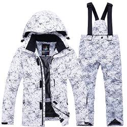 SXSHUN Jungen Schneeanzug mit Kapuze Wasserdicht Winddicht 2 Teilig Skijacke + Skihose Unisex Kinder Ski Overall Mädchen Skianzug, 146-152 von SXSHUN