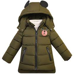 SXSHUN Jungen Winterjacke mit Abnehmbarer Kapuze Kinder Verdickte Jacke Mädchen Wintermantel Daunenmantel Daunenjacke, Grün, 122-128, Grün-B von SXSHUN