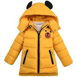 SXSHUN Jungen Winterjacke mit Abnehmbarer Kapuze Kinder Verdickte Outdoor Jacke Mädchen Wintermantel Daunenmantel Daunenjacke, Gelb, 92-98 von SXSHUN