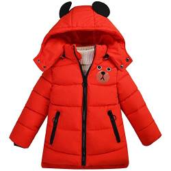 SXSHUN Jungen Winterjacke mit Abnehmbarer Kapuze Kinder Verdickte Outdoor Jacke Mädchen Wintermantel Daunenmantel Daunenjacke, Rot, 86 von SXSHUN