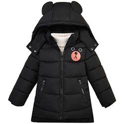 SXSHUN Jungen Winterjacke mit Abnehmbarer Kapuze Kinder Verdickte Outdoor Jacke Mädchen Wintermantel Daunenmantel Daunenjacke, Schwarz, 116 von SXSHUN