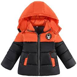 SXSHUN Jungen Winterjacke mit Kapuze Warm Winddicht Wintermantel Kapuzenjacke Kinder Kapuzenparka Kälteschutz Fleecejacke, Rot, 128 von SXSHUN