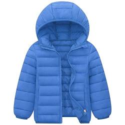 SXSHUN Kinder Daunenjacke Jungen Mädchen Warme Kinderjacke Leichte Winterjacke mit Kapuze Steppjacke Winter Mantel, Königsblau, 152-158 von SXSHUN