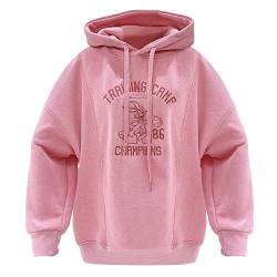 SXSHUN Kinder Hoodie Sweatshirt mit Kapuze für mädchen Kapuzenpullover Langarm Pullover Briefdruck, Rosa 02, 122-128 von SXSHUN