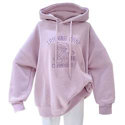 SXSHUN Kinder Hoodie Sweatshirt mit Kapuze für mädchen Kapuzenpullover Langarm Pullover Briefdruck, Violett, 122-128 von SXSHUN