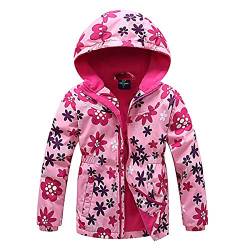 SXSHUN Kinder Mädchen Softshell Jacke mit Fleecefütterung Übergangsjacke Druck Wanderjacke Outdoorjacke Warm Winddicht Atmungsaktiv Frühling Herbst, Blumen, 134-140(Etikettengröße:140) von SXSHUN