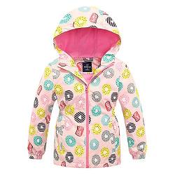 SXSHUN Kinder Mädchen Softshell Jacke mit Fleecefütterung Übergangsjacke Druck Wanderjacke Outdoorjacke Warm Winddicht Atmungsaktiv Frühling Herbst, Donuts, 122-128(Etikettengröße:130) von SXSHUN