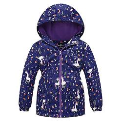 SXSHUN Kinder Mädchen Softshell Jacke mit Fleecefütterung Übergangsjacke Druck Wanderjacke Outdoorjacke Warm Winddicht Atmungsaktiv Frühling Herbst, Königsblau, 104-110(Etikettengröße:110) von SXSHUN