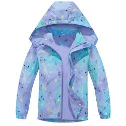 SXSHUN Kinder Mädchen Softshell Jacke mit Fleecefütterung Übergangsjacke Druck Wanderjacke Outdoorjacke Warm Winddicht Atmungsaktiv Frühling Herbst, Lila, 122-128 von SXSHUN