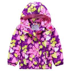 SXSHUN Kinder Mädchen Softshelljacke Übergangsjacke mit Kapuze Wasserdicht Softshell Jacke Gefüttert Regenjacke Atmungsaktiv Wanderjacke, Lila, 98-104 von SXSHUN