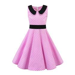 SXSHUN Mädchen Retro Vintage Rockabilly Kleid Partykleider Cocktailkleider Im 50er-Jahre-Stil, 122/128, (Etikettengröße:130) von SXSHUN