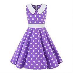 SXSHUN Mädchen Retro Vintage Rockabilly Kleid Partykleider Cocktailkleider Im 50er-Jahre-Stil, 134/140, (Etikettengröße:140) von SXSHUN