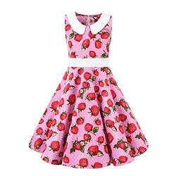 SXSHUN Mädchen Retro Vintage Rockabilly Kleid Partykleider Cocktailkleider Im 50er-Jahre-Stil, 134/140, (Etikettengröße:140) von SXSHUN