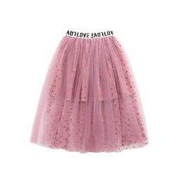 SXSHUN Midi Mädchen Kinder Tüllrock Elastische Sommerrock Lang Falten Rock Ballet Prinzessin A-Linien Petticoat Kleider, Rosa, 98 (Etikettengröße:100) von SXSHUN