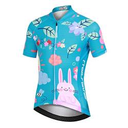 SXSHUN Radsport Bekleidung- Kinder Jungen/Mädchen Radtikot Fahrradtrikot Radshirt Fahrradfahren Jersey Radfahjren Obeiteil Bike Top mit Kurzarm, Blue Fox Shirts, 4-5 Jahre(Label: S) von SXSHUN