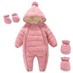 SXSHUN Schneeanzug Baby Kinder Mädchen Skianzug mit Kapuze Jungen Schneeoverall Neugeborenes Schnee Overall Winddichte Warm Jumpsuit, Rosa, 50-62 von SXSHUN