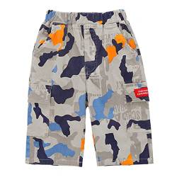 SXSHUN Shorts Jungen Kuze Hose Kinder Camouflage Hosen Outdoor Sporthose Sommer, Grau, 152-158 von SXSHUN